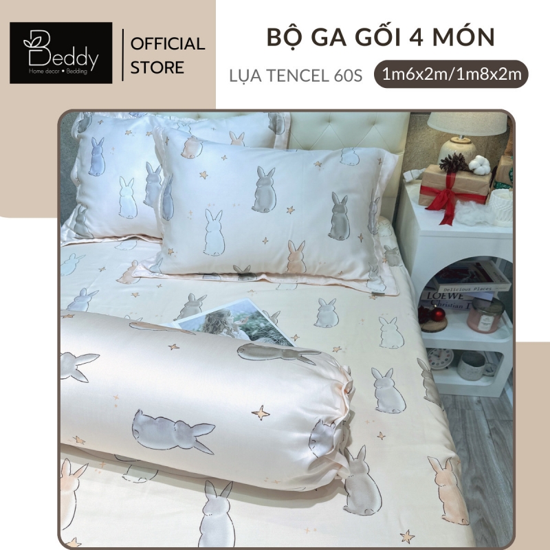 Bộ Ga Gối 4 Món Lụa Tencel 60s Họa Tiết | Premium bedding collection|