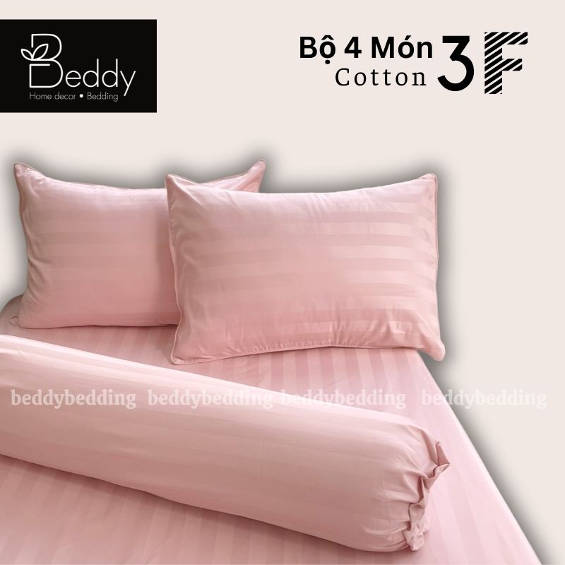 Bộ Ga Gối 4 Món Cotton 3F cho Khách sạn, Homestay [Nhiều Màu]