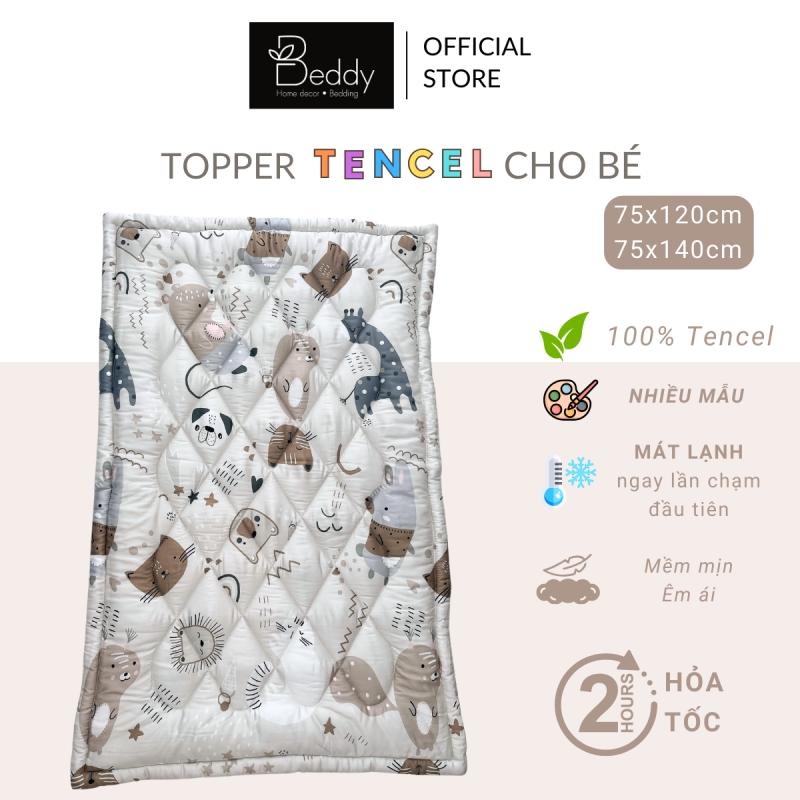 Nệm/ Topper Lụa Tencel 100% cho bé (Nhiều Mẫu)